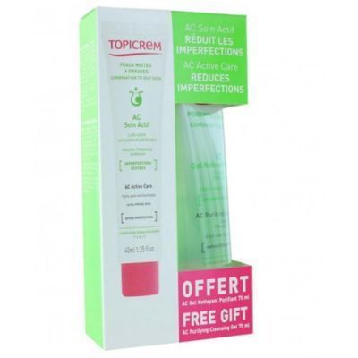 Topicrem AC Soin Actif Cream 40 ml. + AC Gel Nettoyant Purifiant 75 ml. Hediye