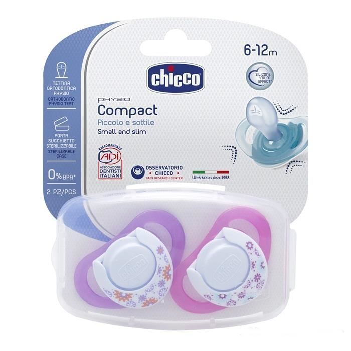 Chicco Silikon Emzik Kız Physio Compact 6-12 Ay 2li